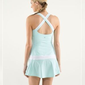 lululemon athletica Mint Green & White Cross-Back Tennis Dress
